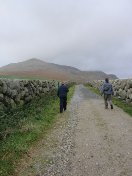 Follow the lane from the car park to where it meets the Mourne Wall