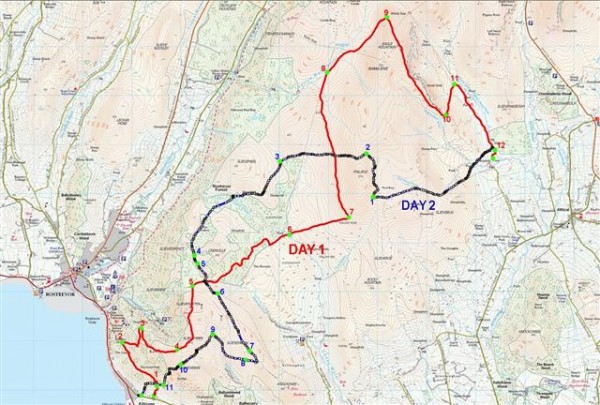 Mourne Mountain Marathon 2014 - The routes
